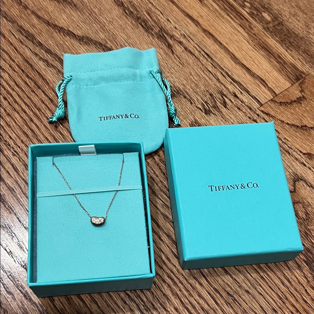 Tiffany & Co. Silver Elsa Peretti Heart Bean Necklace